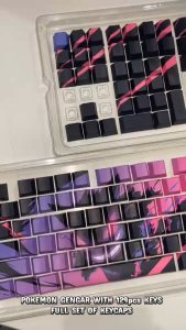 FANTASY T MALL High Quality Pokemon Gengar Themed 129 Pcs PBT Keycap Set Mechanical Keyboard Keycaps Custom Keyboard Caps For Cherry MX Switches