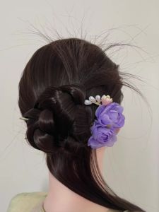 Gentle Rose U-Shaped Hairpin Chinese Style Hair Accessories for Hanfu Qipao Traditional Floral Hairpin Headwear