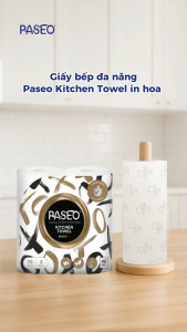 Thùng 6 Lốc Giấy Bếp Đa Năng Paseo Cao Cấp Lau Dầu Mỡ Thấm Hút Nhanh In Hoa (2 lớp)