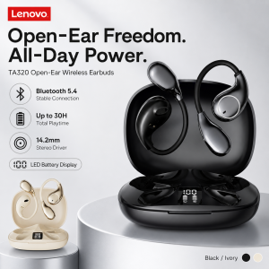 Lenovo TA320 TWS Over-Ear Hook Wireless Earbuds | Bluetooth 5.4 Touch Control Long Battery Life Built-in Call Microphone New
