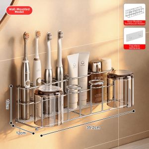 BANGJIE | Wall Mounted Drill Free Toothbrush Organizer