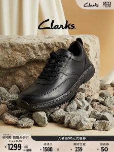 Clarks ProLace Mens Casual round Toe Leather Shoes Autumn Winter Comfortable Walking Shoes Business Casual Rubber Sole