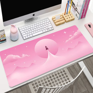 Potdemiel | Tấm Lót Chuột Chơi Game Pink Clouds XXL Kawaii Cỡ Lớn 100x55cm Kèm Đệm Kê Cổ Tay Cho Bàn Máy Tính
