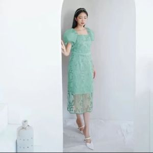 Dress Pesta Elegant Dress Brokat Span Tulle Mutiara Lapis Satin Velvet Mewah Lengan Balon Bridesmaids Dress Natal Wanita Kristen Karin