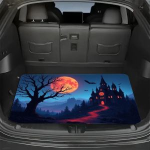VIKAMA Halloween Pumpkin Ghost Burger Printed Car Trunk Pad Anti Slip Washable Car Cargo Pad Home Decoration