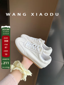 รองเท้าลำลองผู้หญิง Soft Bottom Genuine Leather Wang Xiaodux Baseball Boy Cross Laced Low Cut Flat Heel Sport Casual Shoes