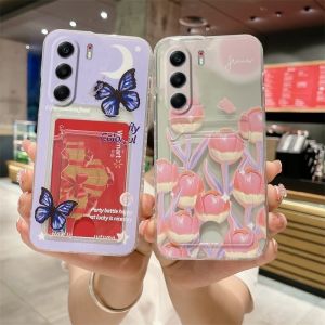 Ins Phone Case Tecno Camon 40 Pro Premier Infinix Note 50X 50 Pro+ Plus 5G 4G New Fresh Retro Tulip Butterfly Card Case Ferrules Casing Trendy Ultra Thin Cartoon Back Cover 2025