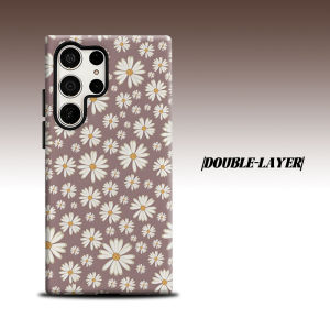 Mauve Simple Daisy For Samsung Galaxy S26 S25 S24 A56 A36 Dual Layer Luxury Fashion Full Lens Protective Case