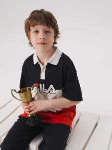 FILA KIDS FOR CHAMPIONS ORIGINALE Boys Short Sleeve Polo in Navy