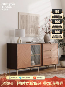 Retro Luxury Small Apartment Wall Mounted Storage Cabinet Real Wood Dining Room Sideboard Tea Water Cabinet Entrance Hall