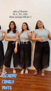 JANE | Celana Panjang Wanita Hitam Bawahan Bigsize See Through Jumbo Slit Pants Escarpat Pants Black