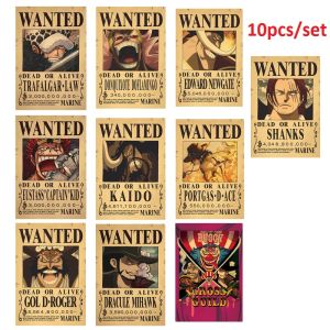 Bandai | One Piece Action Figure Bounty Poster 10Pcs Set Craft Print Wall Vintage Movie Playbill Luffy Zoro One Piece Wall Paper Poster