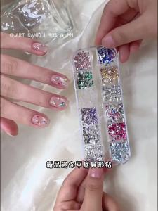 12 Grids Multi-Shape Flatback Rhinestones 3D Clear Diamond Ab Color Crystal Round Heart Square For Nail Art Diy Nail Decoration