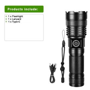 200000000LM Most Powerful LED Flashlight 1500W Rechargeable Flashlights Zoomable Tactical Torch Long Range 6000m Outdoor Lantern