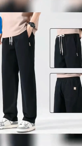 Fashion Elastic waist Drawsting Straight pants Plain Composite twill fabric Multi pocket Loose Cargo pants M-3XL