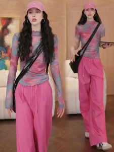 Fashionable Tie Dye Set Womens Casual Two Piece Suite Spring Autumn New Style Korean Version Youthful Slimming Polyester Fiber