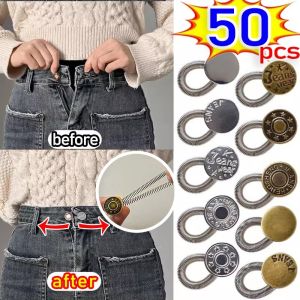 50/10pcs Spring Expand Waist Button Adjust Waistband Buckle Flexible Stretching Waistline Extender Adjustable Jeans Waist Band Expanders