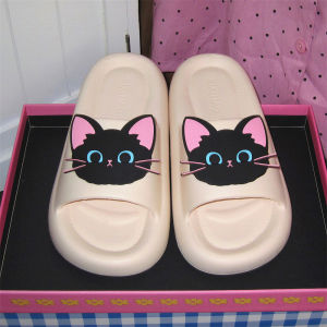 Dép Đi Trong Nhà Mùa Hè Chống Trượt EVA Cho Nữ Dép Đi Trong Nhà Ngoài Trời Phong Cách Hoạt Hình Màu Đen Dễ Thương Cho Học Sinh