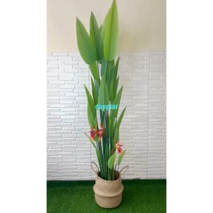 Pohon Artificial Tanaman Hias Heliconia Bird Of Paradise T210 Latex Cover Pot Anyaman Purun Belly Dekorasi Cafe