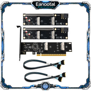 PCIe 5.0 X16 GPU Riser Kit Dual MCIO 8i Expansion Adapter Backplane Cable for Server Workstation Computer PC System