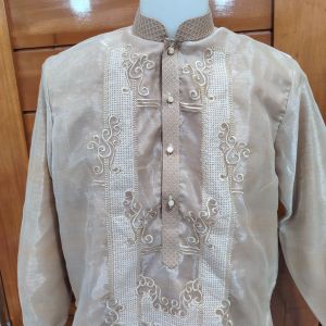 modern barong Tagalog BW 04 mocha with lining