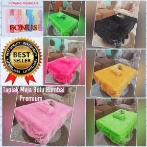 Taplak Meja Bulu Rumbai Cantik Bonus Pewangi