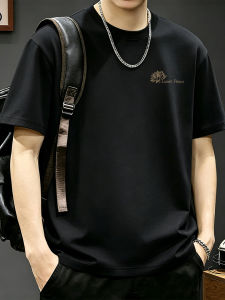 JIANMUJI | Áo Thun Nam Mỏng Dễ Thương Cổ Tròn Bằng Cotton Đậm Có Trọng Lượng Ứng Với Mùa Hè