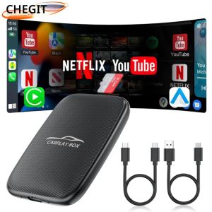 อะแดปเตอร์แปลงระบบ Android Auto แบบมีสายเป็นไร้สาย Universal 5 in 1 รองรับ Android 14 พร้อมกล่อง CarPlay AI สำหรับ Google YouTube Netflix อุปกรณ์เสริมในรถยนต์