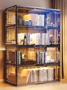 Dustproof Multi-functional Bookcase with Door and Transparent Display