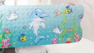 1pc Bath Mats 40x100cm / 16*40inch Cartoon Bathtub Mat Non Slip with Suction Cup Drain Holes Toddler Shower Mats PVC Bath Rug