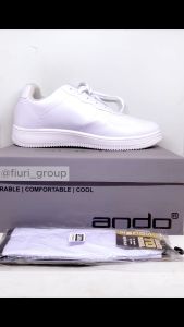 FIURI - ANDO CURTIZ 37-43 PUTIH MERAH - Sepatu Kets Pria - Sepatu Sneakers Pria - Sepatu Olahraga Sport Pria - Sepatu Casual Kanvas - Sepatu Jogging Lari Fitness Gym Senam Pria - Sepatu Sekolah Bertali SMP SMA