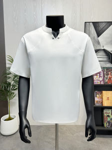 Casual V-Neck Short Sleeve Mens T-Shirt Fashionable Simple Design Summer New Style Versatile Cotton Blend Urban Fashion Top