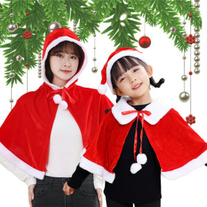 Christmas Girls/Ladies Traditional Red Shawl Hooded Shawl Christmas Hat and Shawl