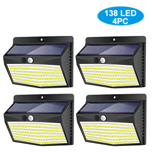 138/368 LED Solar LightsOutdoor Solar Motion Sensor Wall Lights 3 Modes Solar Powered Security Fence Lights Waterproof Garden