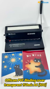 Officom 100 sheets PVC Binding Cover A4 150 Microns Transparent Glossy for Professional Binding