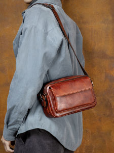 Mantime | Vintage Hand-dyed Genuine Leather Crossbody Bag