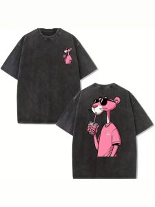 PAZHAOLANG | Oversized Vintage American Style Panther Print Tshirt