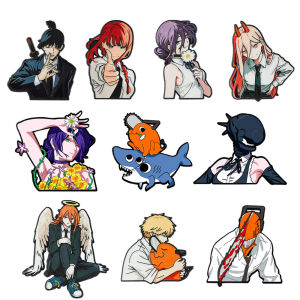 Cute Manga Chainsaw Man Random Mixed Enamel Pin Set Anime Character Metal Brooch For Denim Jacket Bag Decoration Otaku Fan Gift