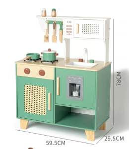 BabyHouse Wooden Kitchen Playset Kid Pretend Play Cooking Toy with utensils/ Mainan Dapur Kanak-kanak