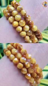 Collection Grade Diamond / Round Faceted Golden Tiger Eyes Bracelet