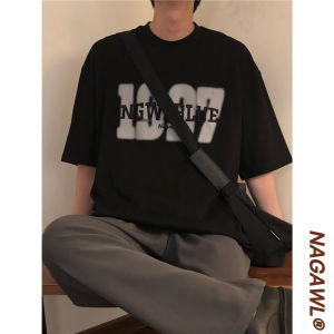 Summer Fashionable Hong Kong Style American Brand Heavy Duty 100% Pure Cotton Short Sleeve T-Shirt for Men Loose Oversize Half Sleeve Top