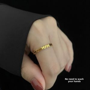 Dollar Sign Ring 18K Gold Titanium Steel S Letter Coin Wealthy Fashionable Womens Ring Non Fading White Color Unique Personality