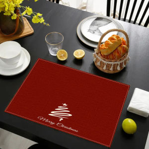 Tấm Lót Bàn Hình Cây Thông Noel Màu Đỏ VIKAMA Thân Thiện Với Môi Trường Không Thấm Nước Chống Dầu Dễ Chăm Sóc Hình Chữ Nhật Chất Liệu Vải Dùng Trang Trí Ngày Lễ