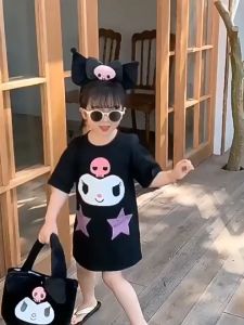 ชุดเจ้าหญิงเด็ก ชุดเสื้อยืดผ้าฝ้าย กระโปรงเด็กผู้หญิงลายการ์ตูนน่ารักสามมิติ 24114