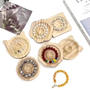 1Pcs DIY Wooden Beading Design Board Bracelet Display Tray Jewelry Organizer Plate DIY Beading Tray Bracelates Rings Holder Crafts Gift