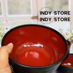 Mangkuk Ramen Plastik Tebal Mangkuk Ramen Ulir Mangkuk mie Ramen Isi 12 PCS Tahan Panas Terlaris