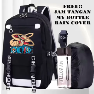 Tas Ransel Anak Sekolah Sd Smp Fashion 4in1 ONE PIECE GO 0107 Ransel Cowo Paket Murah