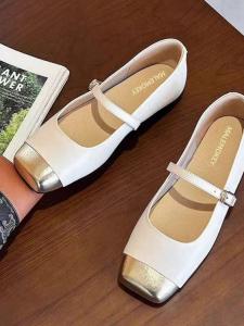 French Style Mary Jane Flats Womens Summer New Soft Surface Patchwork Color Block Plain Bottom Casual Fashion Shoes