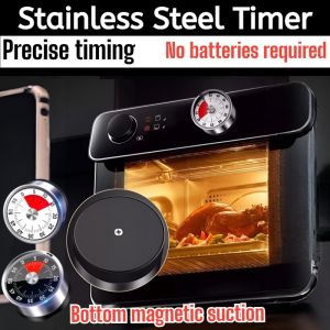 【Time Management】Multi-purpose Stainless Steel Timer Mechanical Cooking Timer Magnetic 60-minutes Alarm