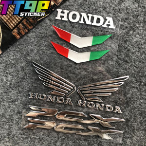 7 cái/Bộ Xe máy Honda 3D huy hiệu cánh Sticker kính chắn gió phía trước tri-màu Gel phản quang hình dán trang trí PCX nhựa Gel miếng dán cho Honda pcx125 pcx150 pcx160